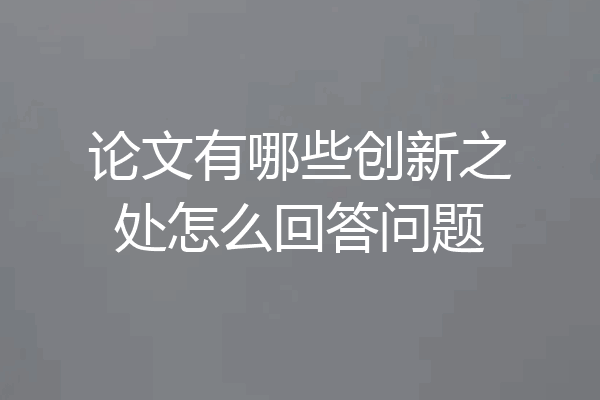 论文有哪些创新之处怎么回答问题