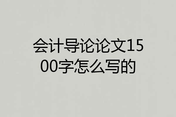 会计导论论文1500字怎么写的