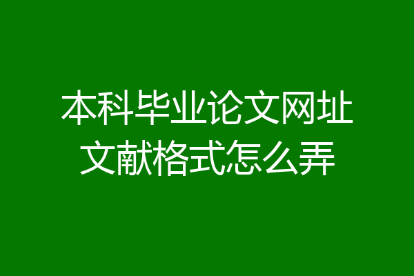 本科毕业论文网址文献格式怎么弄