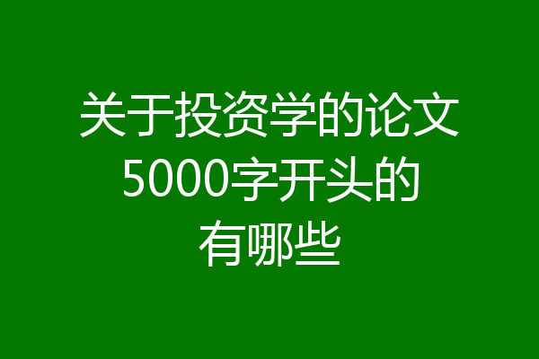 关于投资学的论文5000字开头的有哪些