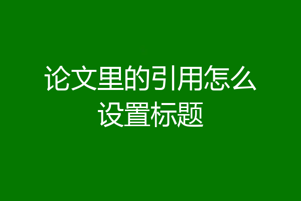 论文里的引用怎么设置标题