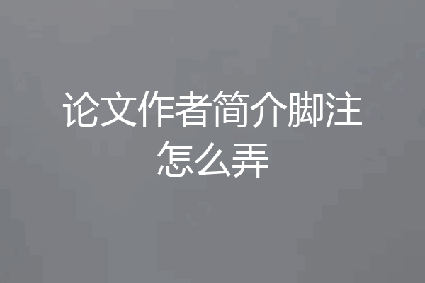 论文作者简介脚注怎么弄