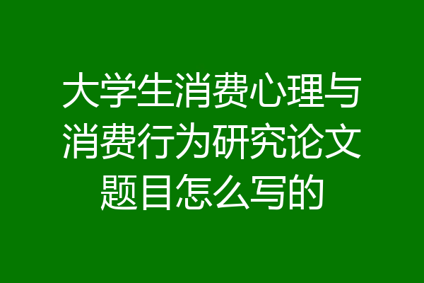 大学生消费心理与消费行为研究论文题目怎么写的