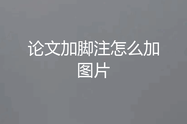 论文加脚注怎么加图片