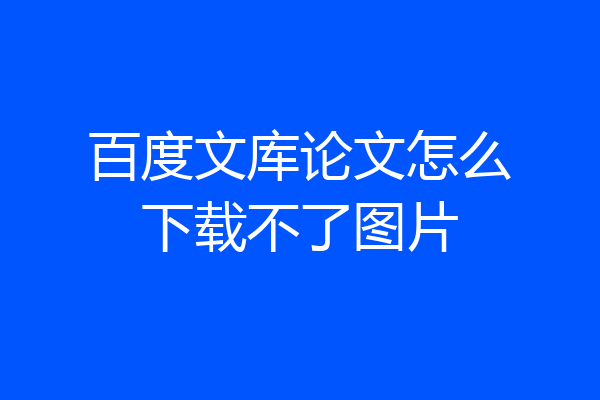 百度文库论文怎么下载不了图片