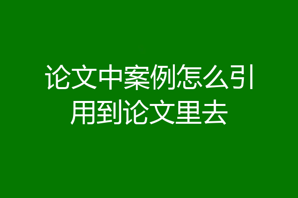 论文中案例怎么引用到论文里去