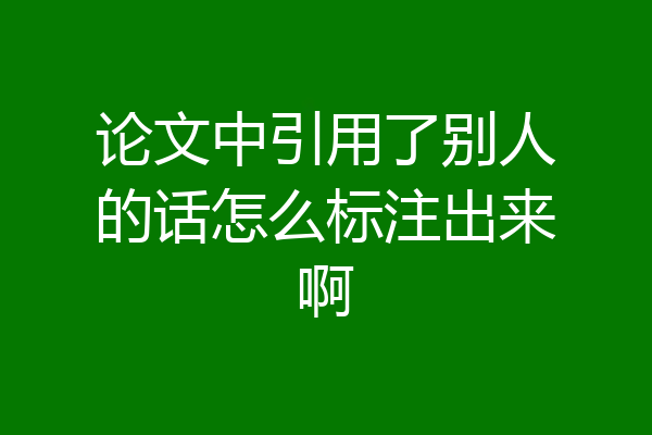 论文中引用了别人的话怎么标注出来啊