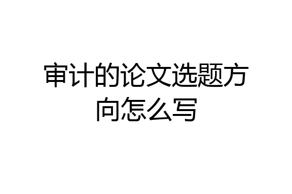 审计的论文选题方向怎么写