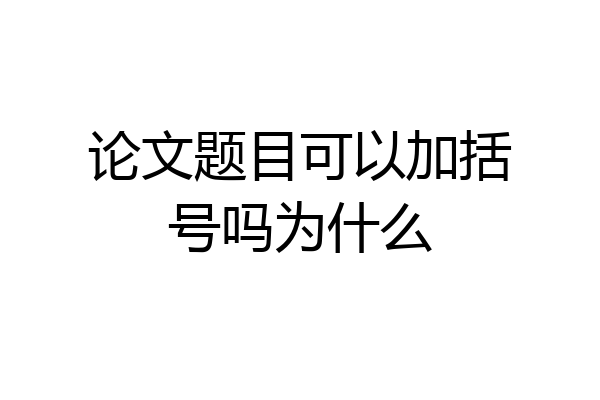 论文题目可以加括号吗为什么