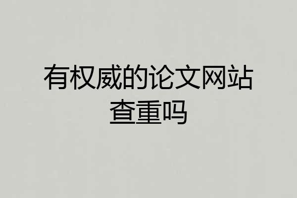 有权威的论文网站查重吗