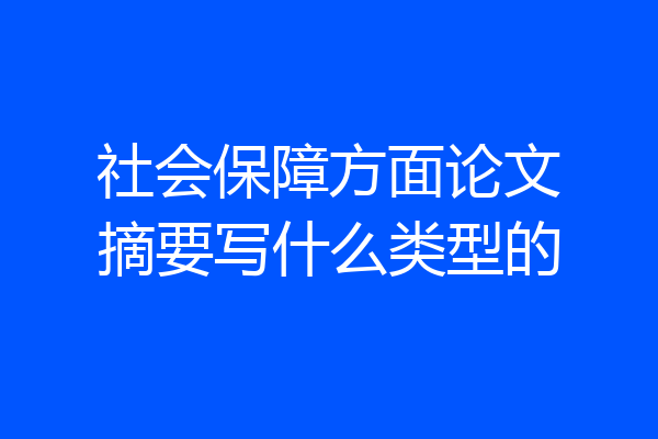 社会保障方面论文摘要写什么类型的