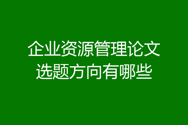 企业资源管理论文选题方向有哪些