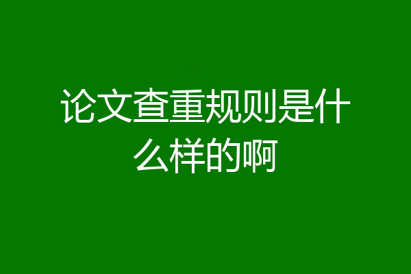 论文查重规则是什么样的啊