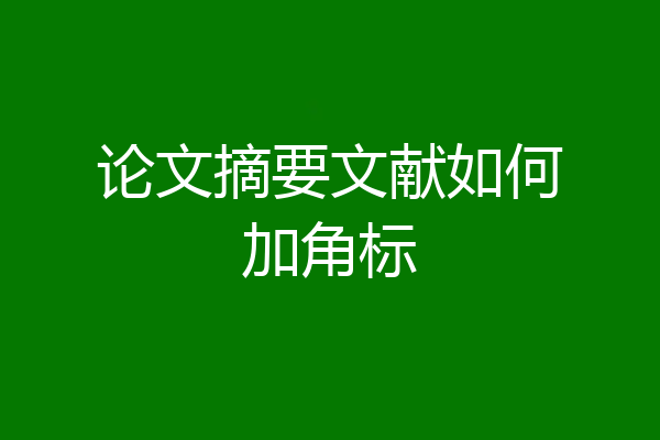 论文摘要文献如何加角标
