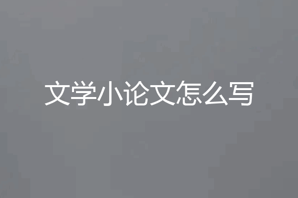 文学小论文怎么写
