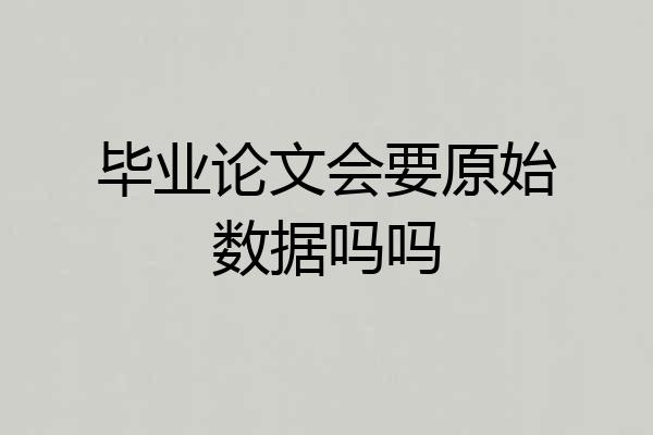 毕业论文会要原始数据吗吗