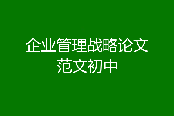 企业管理战略论文范文初中