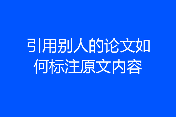 引用别人的论文如何标注原文内容