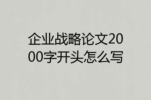 企业战略论文2000字开头怎么写