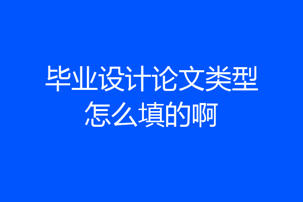 毕业设计论文类型怎么填的啊