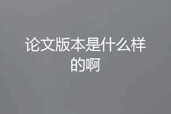 论文版本是什么样的啊