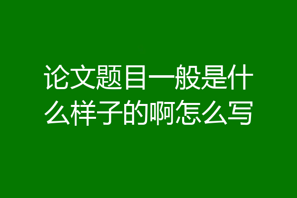 论文题目一般是什么样子的啊怎么写