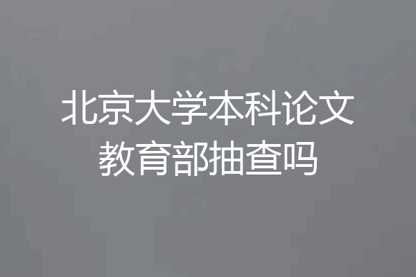 北京大学本科论文教育部抽查吗
