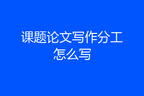 课题论文写作分工怎么写