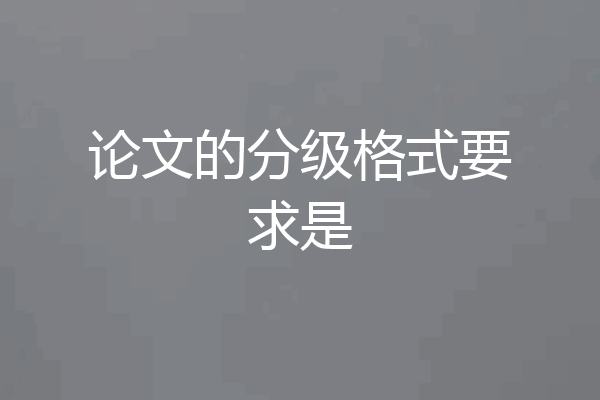 论文的分级格式要求是