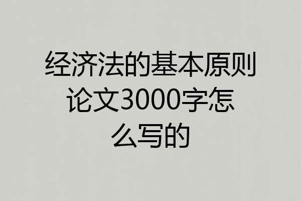 经济法的基本原则论文3000字怎么写的