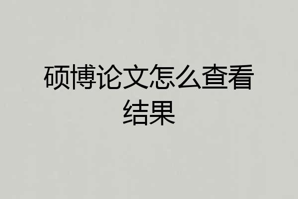 硕博论文怎么查看结果