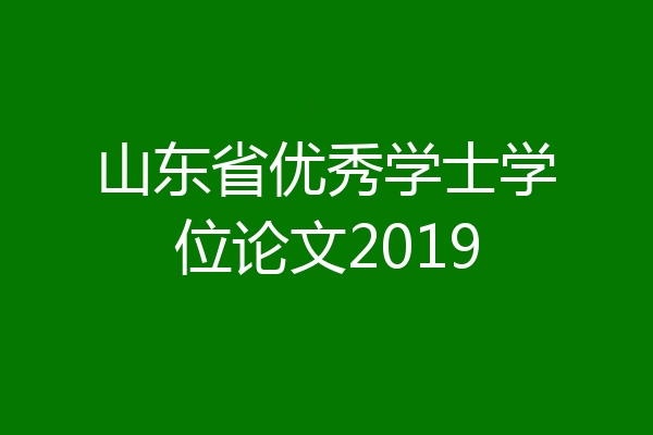 山东省优秀学士学位论文2019