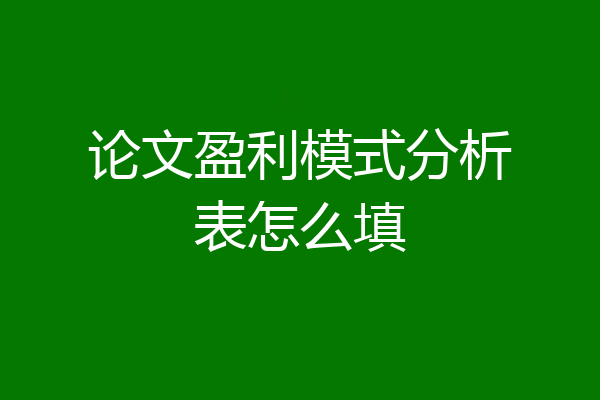 论文盈利模式分析表怎么填