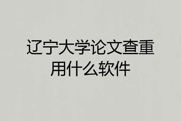 辽宁大学论文查重用什么软件