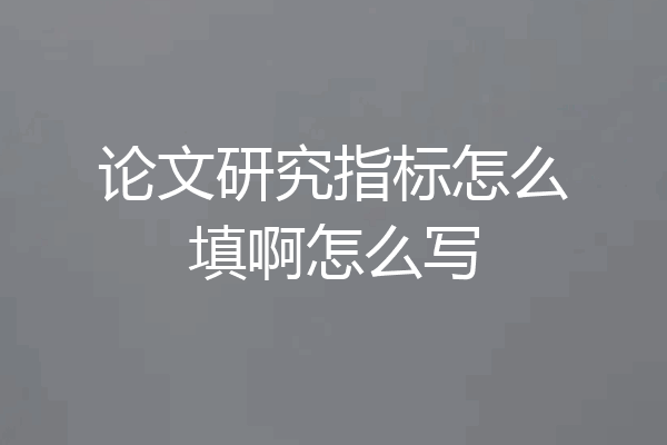 论文研究指标怎么填啊怎么写