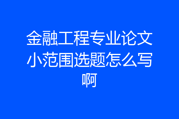 金融工程专业论文小范围选题怎么写啊