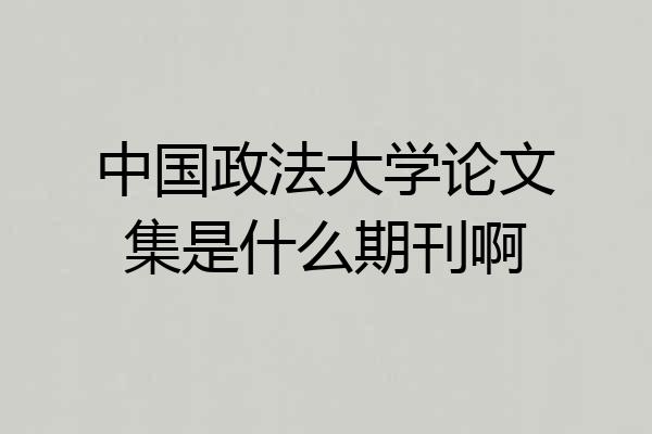中国政法大学论文集是什么期刊啊
