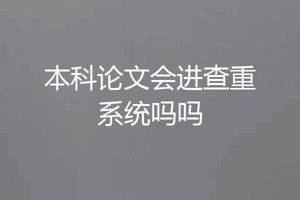 本科论文会进查重系统吗吗