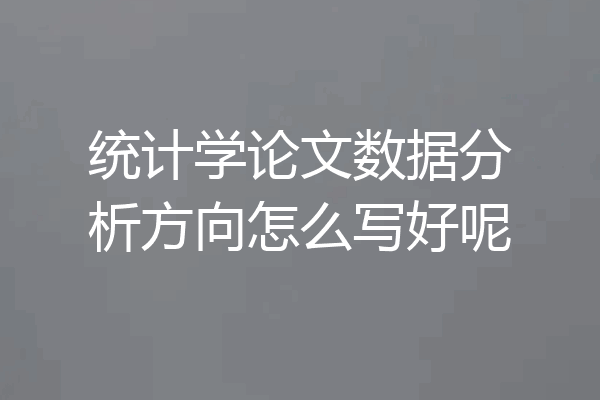 统计学论文数据分析方向怎么写好呢