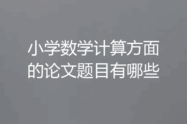 小学数学计算方面的论文题目有哪些