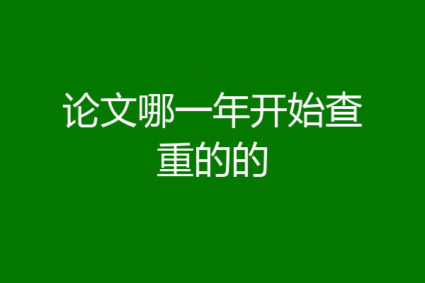 论文哪一年开始查重的的