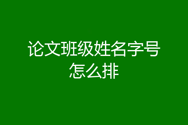 论文班级姓名字号怎么排