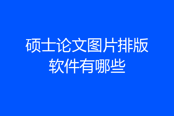 硕士论文图片排版软件有哪些