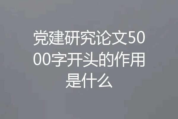 党建研究论文5000字开头的作用是什么