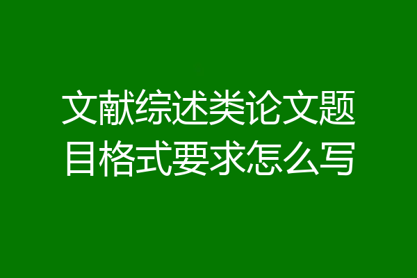 文献综述类论文题目格式要求怎么写