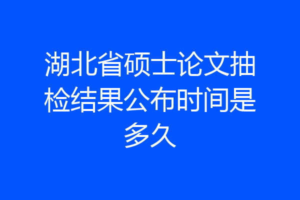 湖北省硕士论文抽检结果公布时间是多久