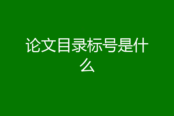 论文目录标号是什么