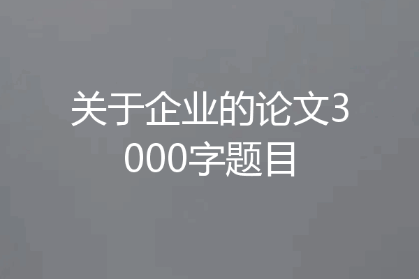 关于企业的论文3000字题目
