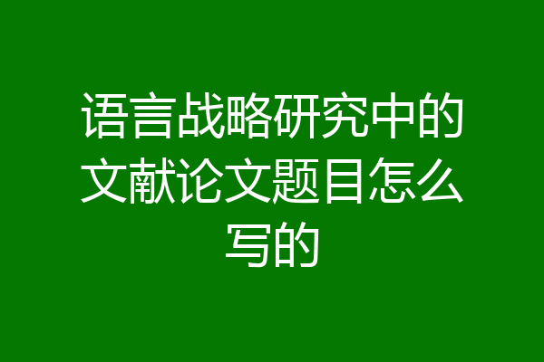 语言战略研究中的文献论文题目怎么写的
