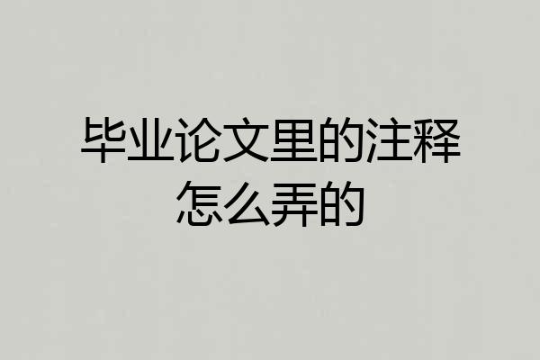 毕业论文里的注释怎么弄的